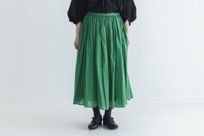 GARMENT DYE GATHER SKIRT green 1