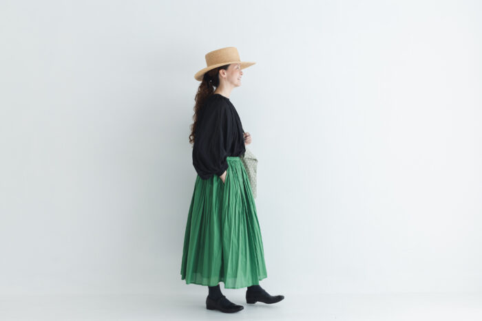 GARMENT DYE GATHER SKIRT green 6