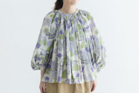 BOTANICAL MOTIF GATHER SMOCK 1