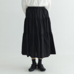 SILK TIERED SKIRT black