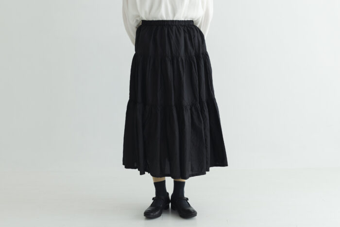 SILK TIERED SKIRT black 1