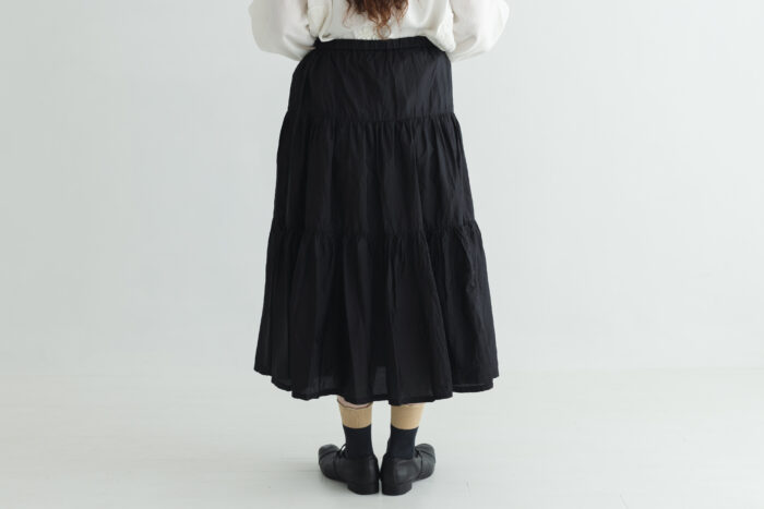 SILK TIERED SKIRT black 3