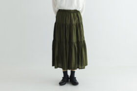 SILK TIERED SKIRT khaki 1