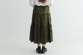 SILK TIERED SKIRT khaki 3