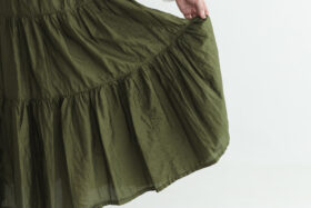 SILK TIERED SKIRT khaki 4