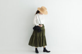 SILK TIERED SKIRT khaki 5