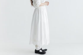 SCALLOPED LACE GATHER SKIRT white サイズ1 2