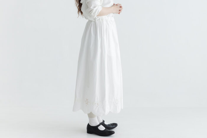 SCALLOPED LACE GATHER SKIRT white サイズ1 2