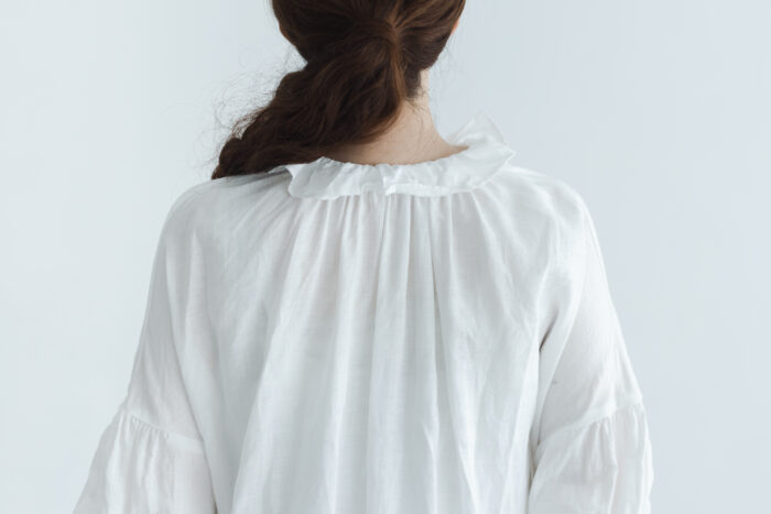 予約 LINEN FRILL COLLAR DRESS white サイズ1　2月末〜3月初 5
