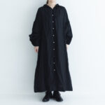 LINEN FRILL COLLAR DRESS black サイズ1　2月末〜3月初
