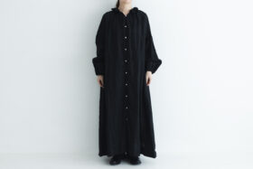 LINEN FRILL COLLAR DRESS black サイズ2　2月末〜3月初 1
