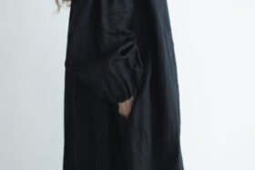 予約 LINEN FRILL COLLAR DRESS black サイズ2　2月末〜3月初 5