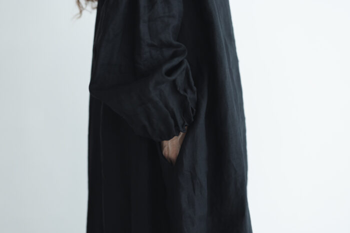LINEN FRILL COLLAR DRESS black サイズ2　2月末〜3月初 5