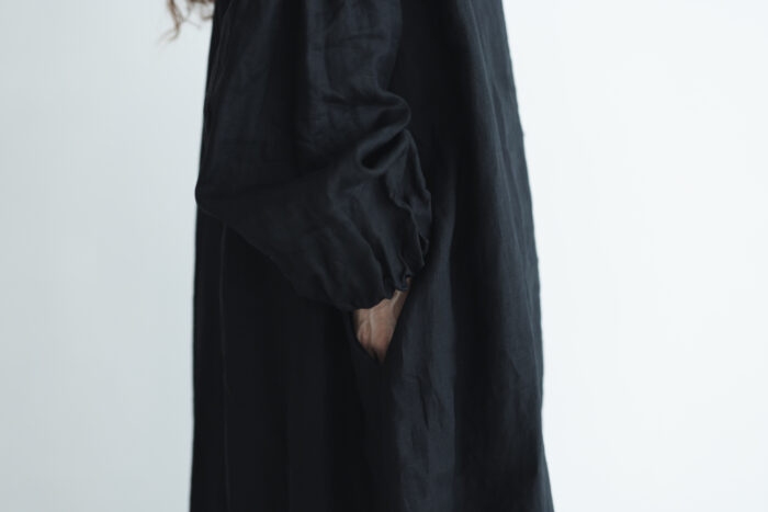 予約 LINEN FRILL COLLAR DRESS black サイズ2　2月末〜3月初 5