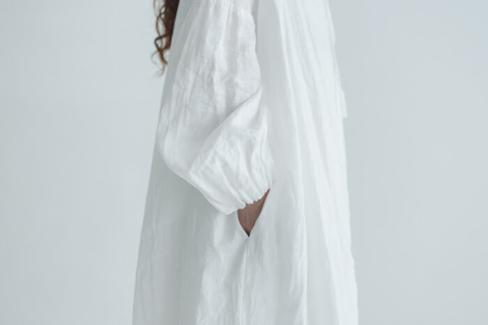 LINEN FRILL COLLAR DRESS white サイズ2　 4