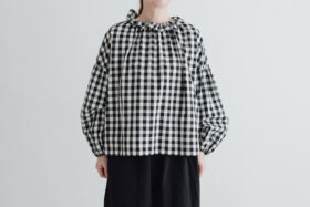 予約 G914 GIMGHAM PIERROT BLOUSE black 2月中〜2月末 1