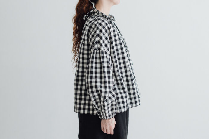 予約 G914 GIMGHAM PIERROT BLOUSE black 2月中〜2月末 2