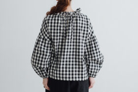 予約 G914 GIMGHAM PIERROT BLOUSE black 2月中〜2月末 3