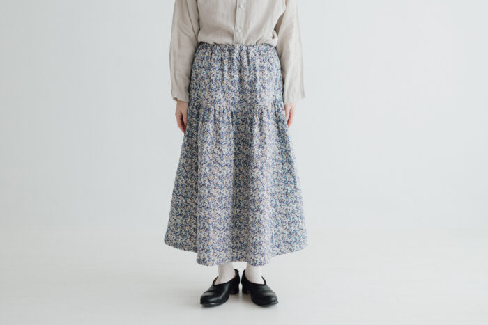 予約 R212 LIBERTY QUILTED SKIRT blue 1月中〜1月末 1