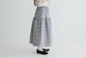 予約 R212 LIBERTY QUILTED SKIRT blue 1月中〜1月末 2