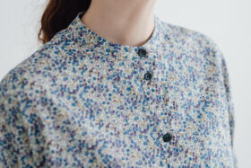 予約 R214 LIBERTY BAND COLLAR BLOUSE blue 1月末〜2月初 4