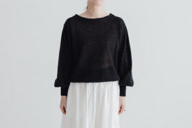 予約 G926 LINEN ANTIQUE SLEEVE KNIT PULL OVER black 3月初〜3月中 1