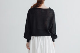 予約 G926 LINEN ANTIQUE SLEEVE KNIT PULL OVER black 3月初〜3月中 3