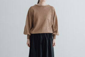 予約 G926 LINEN ANTIQUE SLEEVE KNIT PULL OVER mocha 3月初〜3月中 1