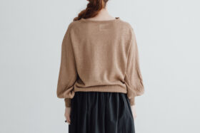 予約 G926 LINEN ANTIQUE SLEEVE KNIT PULL OVER mocha 3月初〜3月中 3