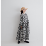 予約 G910 GIMGHAM MODERNIST SWICHING GATHER ONE PIECE black 1月末〜2月初