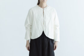 予約 COATING LINEN JAKET milky white 1