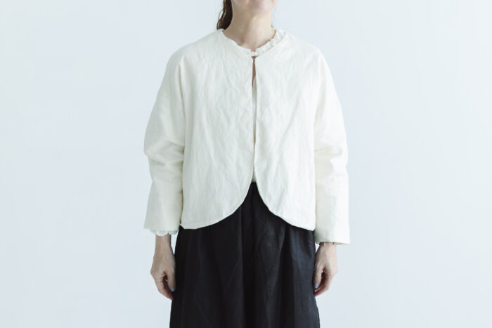 予約 COATING LINEN JAKET milky white 1