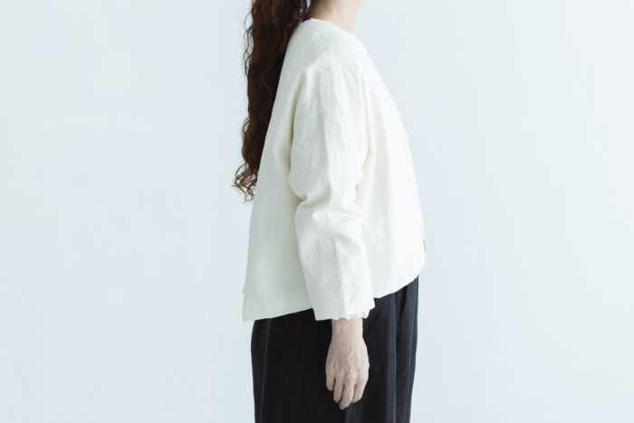 予約 COATING LINEN JAKET milky white 2