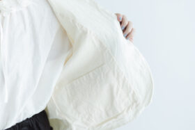 予約 COATING LINEN JAKET milky white 5