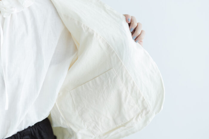 予約 COATING LINEN JAKET milky white 5
