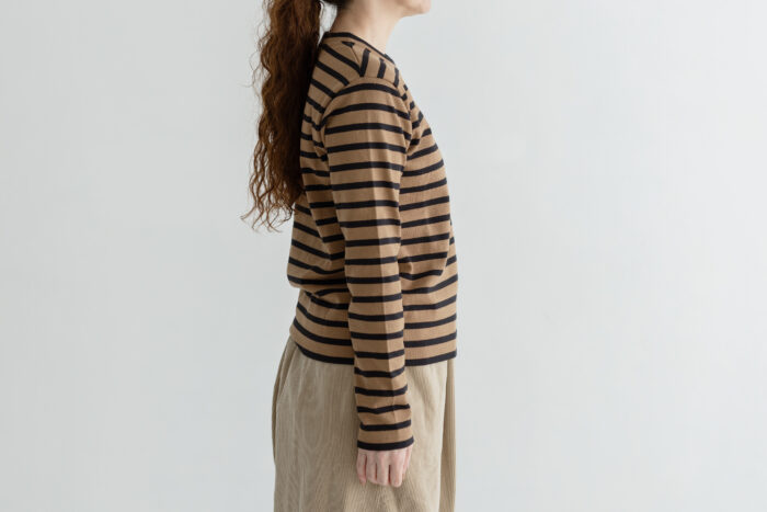 KNIT &SEW CREW NECK SHIRT cinnamon×black 2