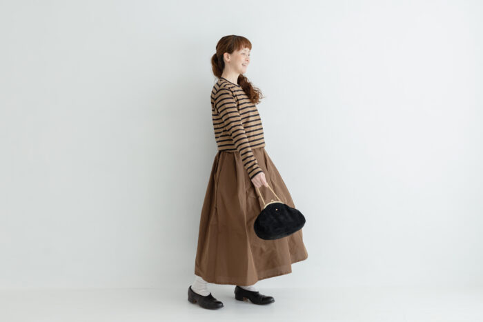 TUCK LONG SKIRT brown 6