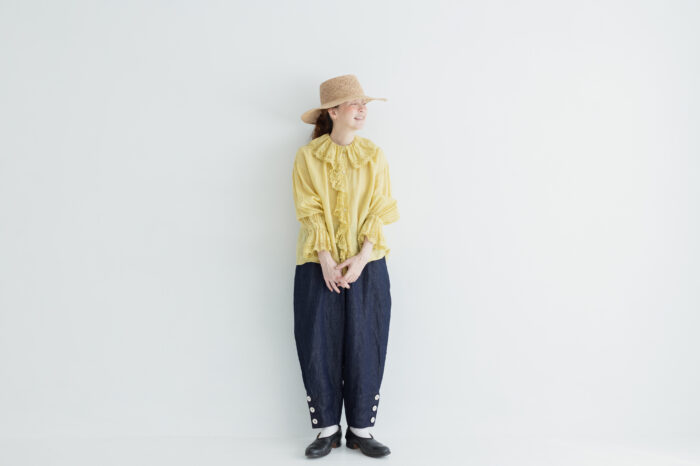 G966 ANTIQUE LACE FRILL BLOUSE antique yellow 6