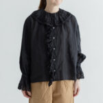 G966 ANTIQUE LACE FRILL BLOUSE noir