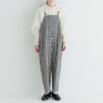 予約 G963 GINGHAM TRAVAIL SALOPETTE ivory-black 6月末〜7月初