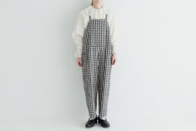 G963 GINGHAM TRAVAIL SALOPETTE ivory-black 1