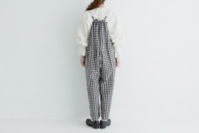 G963 GINGHAM TRAVAIL SALOPETTE ivory-black 3
