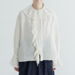 予約 G966 ANTIQUE LACE FRILL BLOUSE royal white 7月初〜7月中