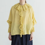G966 ANTIQUE LACE FRILL BLOUSE antique yellow