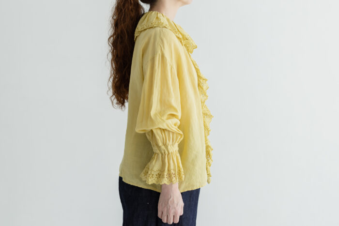 G966 ANTIQUE LACE FRILL BLOUSE antique yellow 2