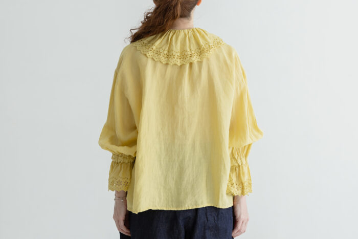 G966 ANTIQUE LACE FRILL BLOUSE antique yellow 3