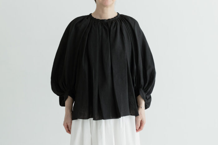 DENSELY LINEN GATHER SMOCK black 1
