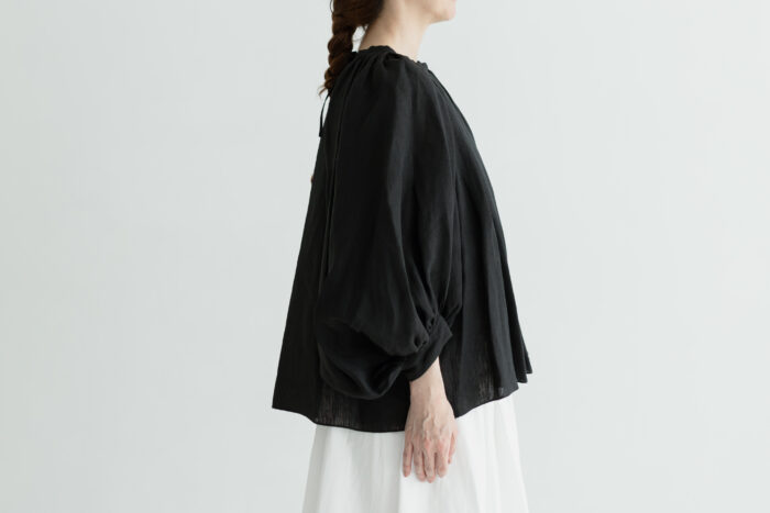 DENSELY LINEN GATHER SMOCK black 2