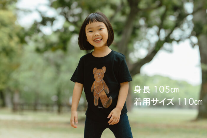 キッズサイズ 山口 一郎デザイン くまTシャツ  black　6月末 1