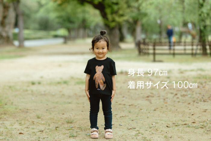 キッズサイズ 山口 一郎デザイン くまTシャツ  black　6月末 2